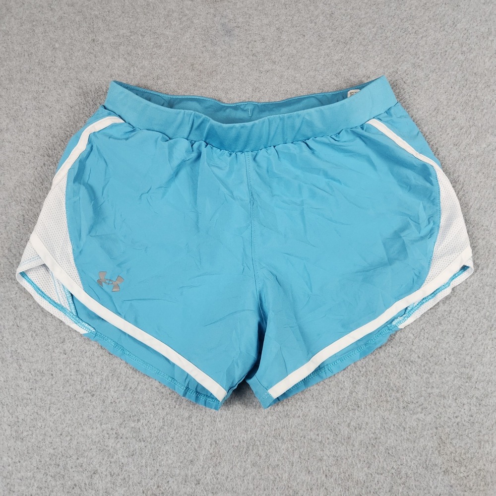 Under Armour Fly-By 2.0 Running Shorts Womens Small Blue HeatGear Gym Athletic